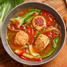 Vietnamese Chicken Meatball Soup with Bok Choy